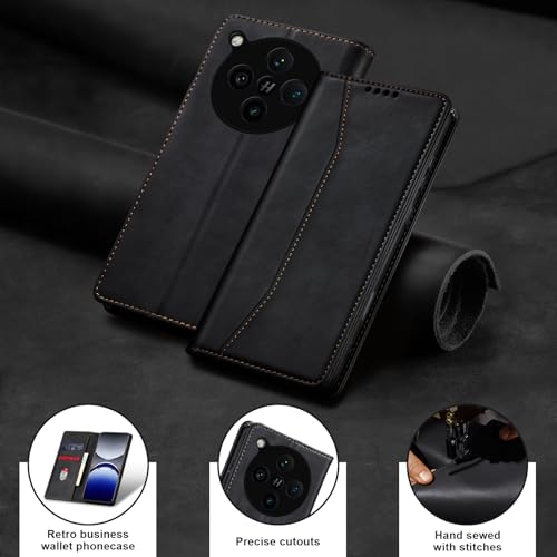 Image of Jasonyu Wallet Case for OPPO Find X8 Pro, Flip PU Leather, Black