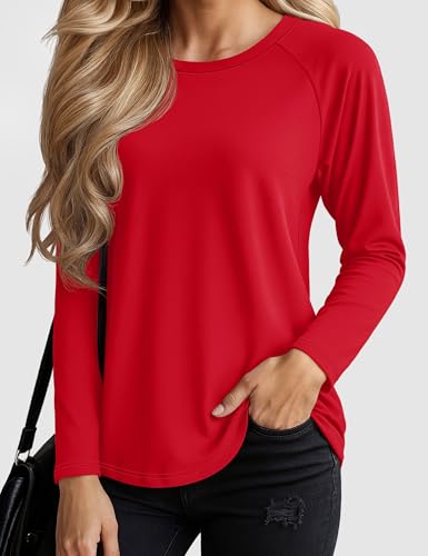 YUCOLEN Women’s Long Sleeve T Shirts Casual Loose Fit Layering Tops 2025 Trendy Raglan Sleeve Crew Neck Tees Basic Clothes2
