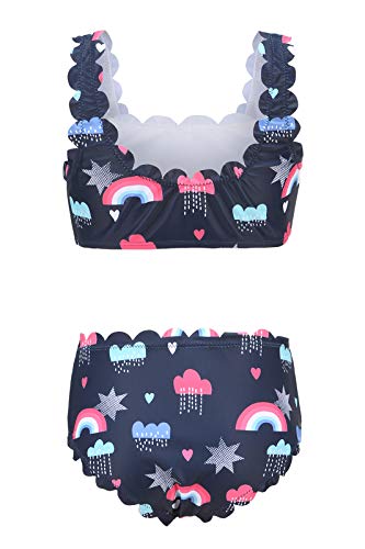 Image of HowJoJo Girls Two Piece Tankini Swimsuit Green Floral Bathing Suit Swimwear