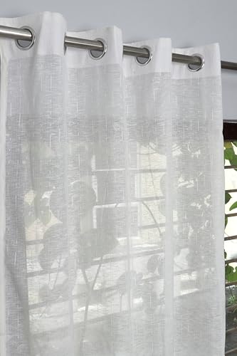Image of Exporthub Cotton Sheer Curtains 5 feet Long Set of 2 for Window Curtains White Color - (EHSPR061 54)