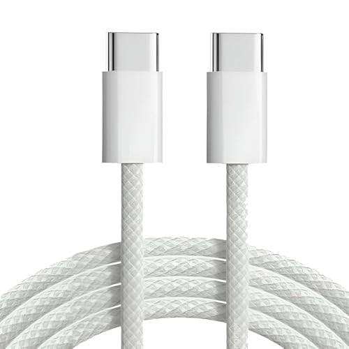 Image of Mindmaker 240W USB-C Fast Charging Cable 2M, Braided Type C MacBook Charger Cable Compatible with MacBook Pro /Air M1 M2 M3, iPad Pro, iPhone 15 - White Nylon, MFi Certified