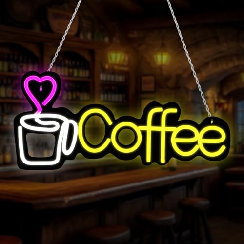 Coffee Neon Sign LED lights for Business,Dimmable 5V USB Powered for Wall Decor - LED Light Up Sign...