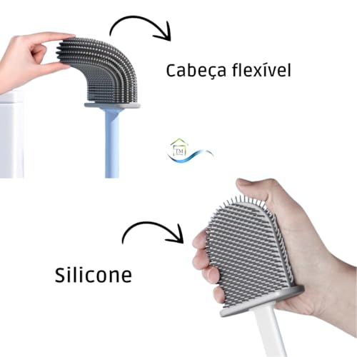 Kit 2 Escovas Sanitárias de Silicone com Suporte Autoadesivo - Design Pequeno e Moderno para Organiz
