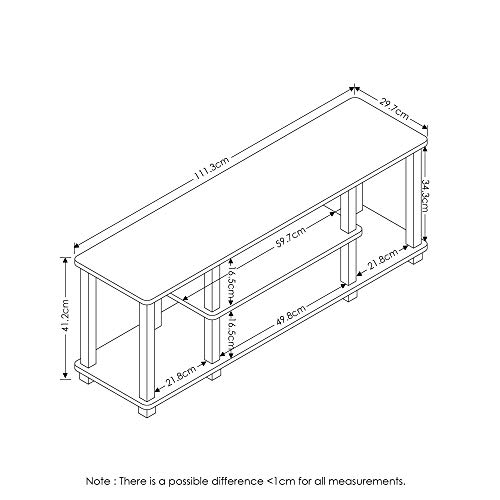 Furinno Turn-N-Tube No Tools 3D 3-Tier Entertainment Tv Stand Up To 50 Inch Tv, Square Tubes, French Oak Grey/Black #TOP1