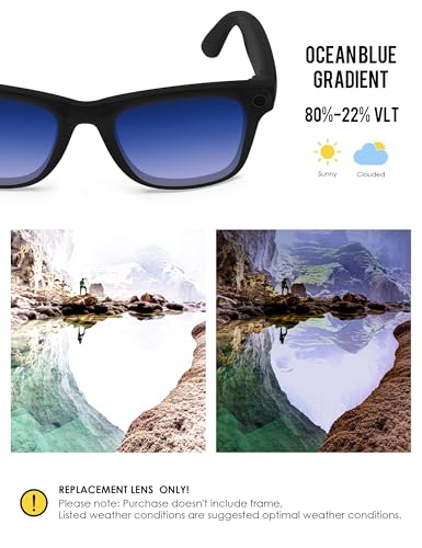 Image of BLAZERBUCK Photochromic Replacement Lenses Compatible with Ray-Ban Meta Wayfarer RW4008 | RW4012 (Gen 2) 53mm Smart Glasses