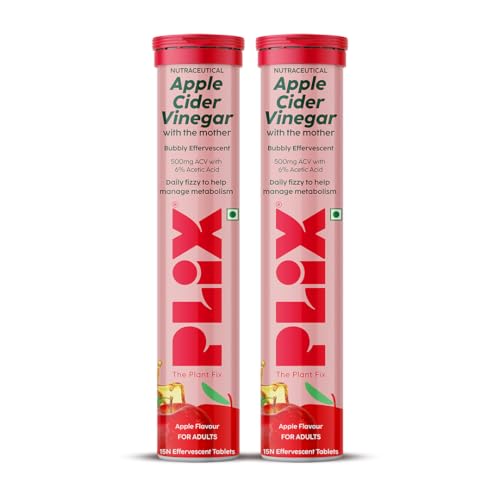 Image of THE PLANT FIX Apple Cider Vinegar Effervescent Tablet with mother | Supports Metabolism & Appetite Control I With 500mg ACV, Vit B6 & B12 I No Maltodextrin, No Added Sugar I Pack of 2 (30 tablets)