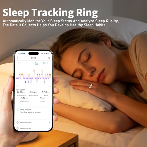 Image of Smart Ring for Women and Men - IP68 Waterproof Health Tracker Ring with Heart Rate, Step Counting, Sleep Monitoring, No Subscription Fee for iPhone /Android, Enamel Rose Gold 7#