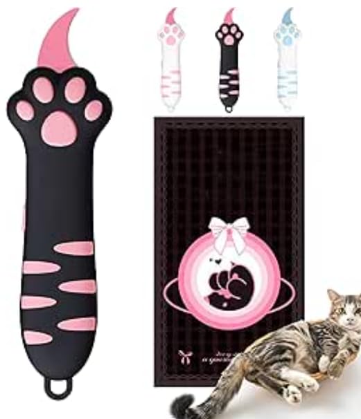 Depehelp Cat Paw Utility Knife, New Retractable Cute Box Paper Cutter, Portable Cat Paw Box Cutter, Carton Sealing Tape Knife, Unpacking Packages Knife(Black) - Black