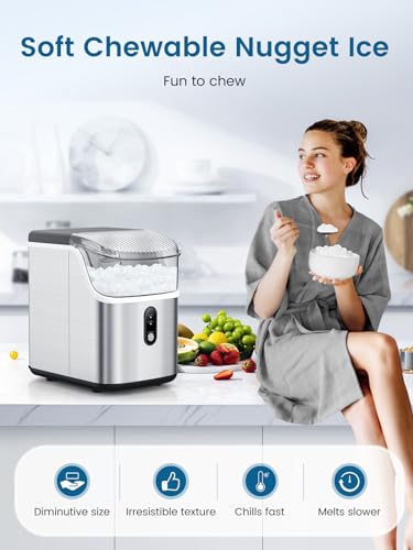 Cowsar Z5815NB Nugget Ice Makers Countertop, Soft Chewable Crushed Ice Maker Machine, Portable Pebble Ice Maker Countertop, 34Lbs/Day, Self-Cleaning, One-Button Operation Ice Machine For Home Kitchen Party thumb #3