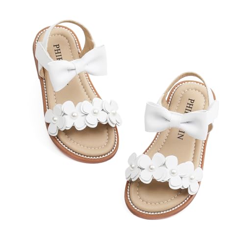 Image of PHIRAMIN Toddler Girl Sandals - Flower Girl Dress Shoes Open Toe Little Kid Wedding Party