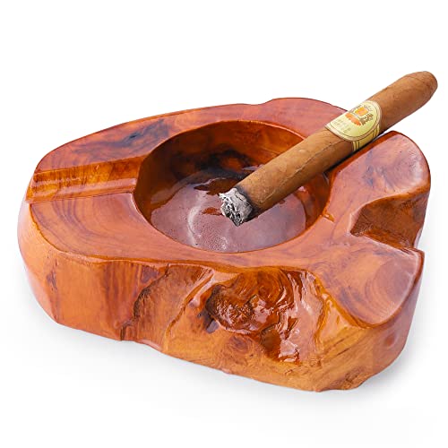 Wooden Cigar Ashtrays for Cigar Lovers Unique Ashtray with Two Grooves Great Gift for Men Great Decor for Home Office or Bar