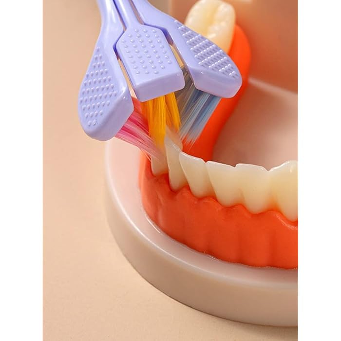 Image of 3-Pack Three-Sided Sensory Toothbrush - Autism-Friendly, Travel-Sized, Adult & Kid Teeth & Gum Care