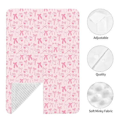 Image of Pink Bow Baby Girl Car Seat Canopy Cover, Infant Nursing Cover for Mom Nursing Covers, Bow Baby Stuff Items