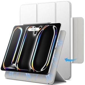 JETech Magnetische Case voor iPad Pro 13-Inch M5/M4 (2025/2024), Ondersteuning Pencil Pro en Pencil (USB-C), Krachtige Magneet, Slank Driebladige Standaard Tablet Hoes Cover (Zilver)