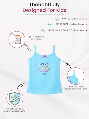 Image of Kids Girl's Regular Fit Vest | 100% Cotton| Skin Friendly | Lightweight | Sleeveless Design | Pack of 3 Print (Color & Print May Vary)