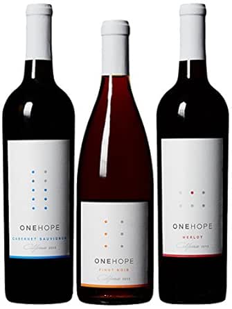 ONEHOPE California Reds Wine Mixed Pack, Includes California Merlot, Pinot Noir, Cabernet Sauvignon, 3 Pack 3 x 750 mL