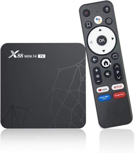 X88 Mini Android TV Box 14.2GB RAM 16GB ROM TV Box 4K HDR10 RK3518 Quad-Core,100M Ethernet WiFi 6/Bluetooth 5.2, Voice Control Spanish TV Box Android TV Box