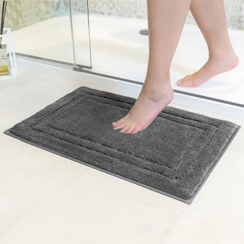 Decomira Tapis de Bain Antidérapant | Super Absorbant et Lavable en Machine | pour la Salle de Bain, Douche, Baignoire ou comme Tapis WC | Gris Foncé - 40x60...