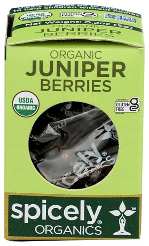Spicely Organic Juniper Berries Whole 0.20 Ounce ecoBox Certified Gluten-Free