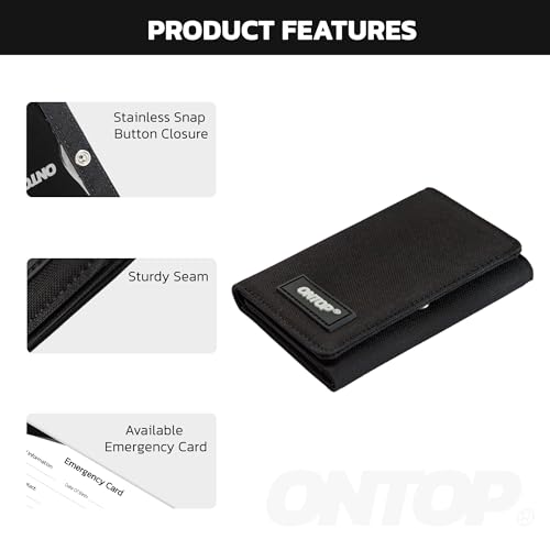 ONTOP Trifold Canvas Wallet Ultra Lightweight with Extra Capacity (Canvas, Black)4