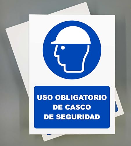 Cartel Uso Obligatorio de Casco 18x25 cm Pack 2ud Señal de Seguridad Industrial y EPI (Casco) 🔥