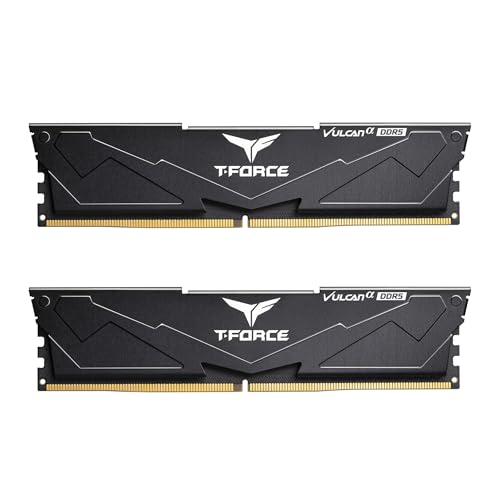 Image of TEAMGROUP T-Force Vulcan Alpha DDR5 Ram 32GB Kit (2x16GB) 6000MHz (PC5-48000) CL38 Desktop Memory Module Ram AMD Optimized Memory Black FLABD532G6000HC38JDC01