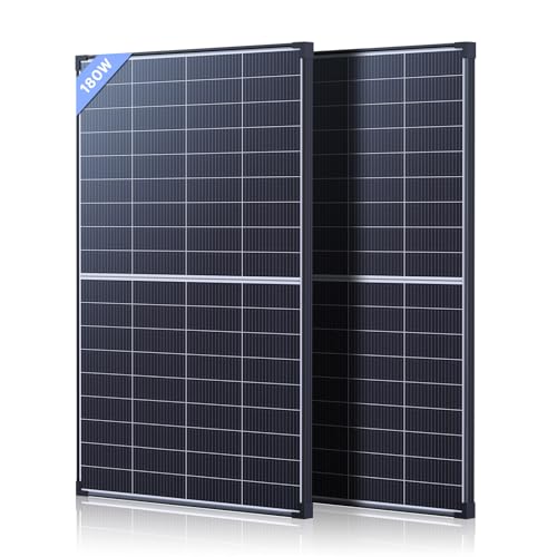 N-Type 16BB 360W Bifacial Solar Panel 12V, 2Pcs 180 Watt Solar Panel, 25% High-Efficiency,...