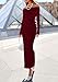 PRETTYGARDEN Womens Fall Sweater Dress 2026 Long Sleeve Off Shoulder Slit Maxi Bodycon Cocktail Party Dresses Spring Fashion (Wine Red,Large)