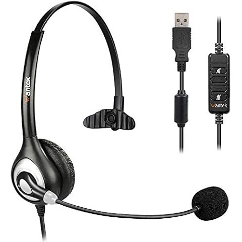 USB Headset with Microphone Noise Cancelling & Audio Controls, Business PC Headsets for Computer Laptop, USB Headphone for Home Office Call Center Skype Zoom Webinar, Clear Chat, Super Light Cover