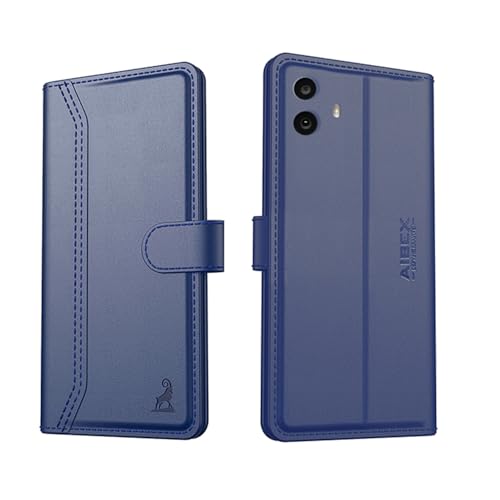 Image of AIBEX Compatible for CMF by Nothing Phone 1 5G Flip Cover Leather Finish with Magnatic Closure | Inside TPU with Card Pockets | Wallet Stand | Complete Protection Flip Case - Blue
