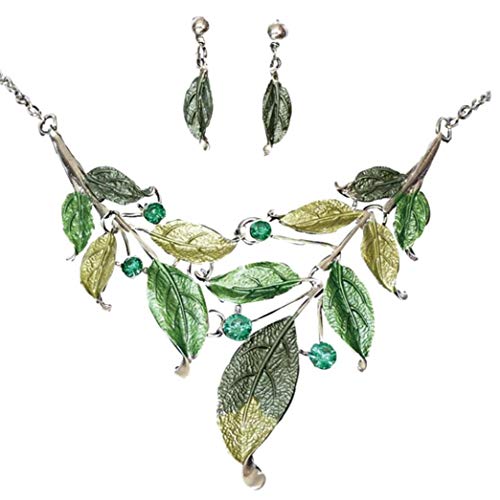 Collar De La Hoja De La Mujer Y De Hojas Pendientes De...