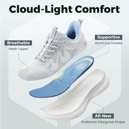 FitVille Extra Wide Shoes for Women, Lightweight Walking Shoes Wide Width Sneakers Arch Support Comfortable Orthopedic Shoe for Standing All Day - ZephyrLite V44