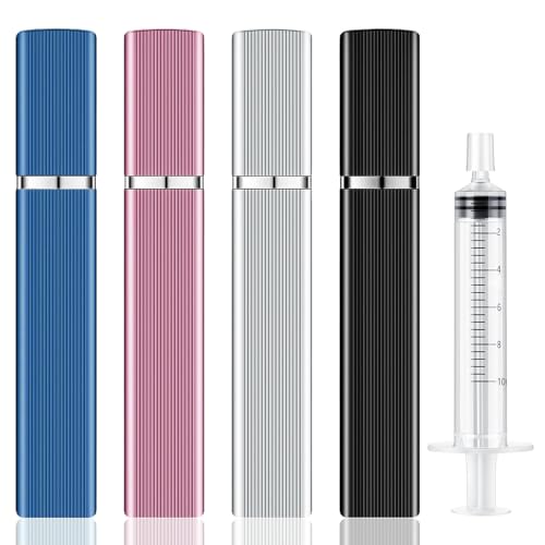 Portable Perfume Travel Refillable Atomizer 8ML - 4 Pack Refillables Perfume Bottles, Aluminum Leak-Proof Mini Perfume Refillable Bottle with Accessories for Airplane Gift, Women Men Travel Essentials
