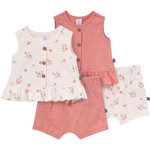 Image of Modern Moments by Gerber baby-girls 4-pack Peplum Top & Short Set