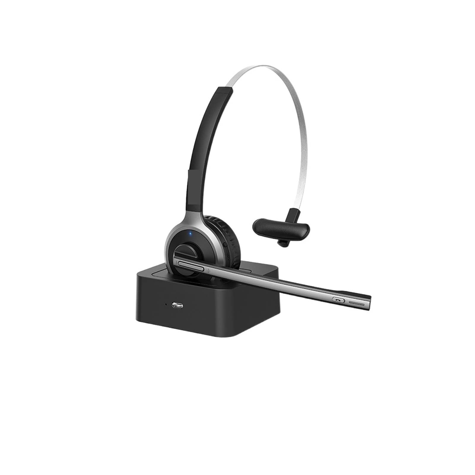 Telefono Het Cuffie Bluetooth 5.0 con microfono Base di ricarica Wireless Het for PC Laptop Call Center Office 18H Talking Time Office Phone Het (Color : Black with Silver Size : U) little surprise