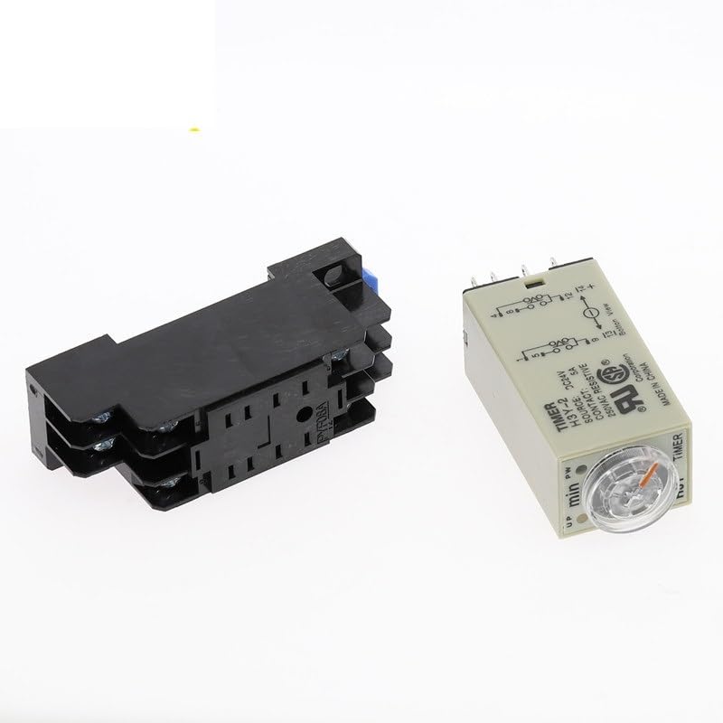 Timer DPDT con manopola girevole e ritardo di accensione da 0 a 10 minuti, 380 V AC, relè tempo H3Y-2 con base di presa.