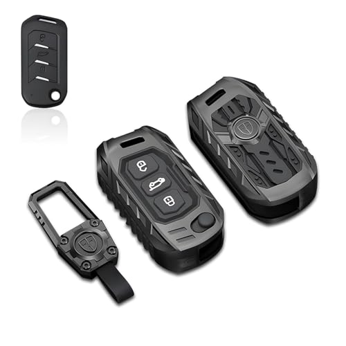 Image of BKN Luxury Metal Silicon Waterproof Transformer Car Key Cover with Keychain & Full Protection for Mahindra Thar, XUV700, XUV 3XO, XUV300, Scorpio, Scorpio-N, Marazzo, New Bolero (3 Button Flip Key)