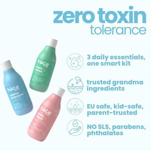 Image of TuCo Kids Mild Body Lotion, Body Wash & Shampoo | Proven Effectiveness - 300ml (Pack Of 3)