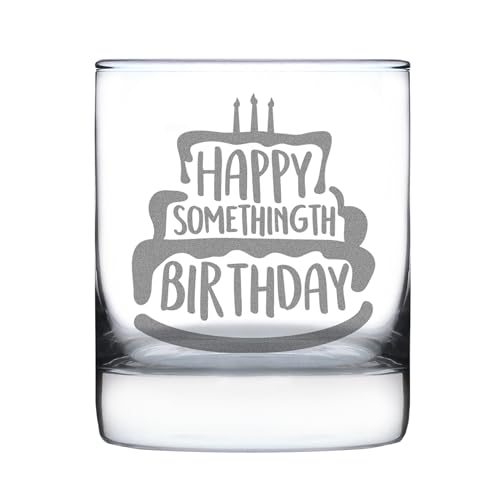 Product Image of the Bevvee Happy Somethingth Birthday - Whiskey Rocks Glass - Funny Birthday Gifts for Women & Men Over the Hill - Whisky Tumbler