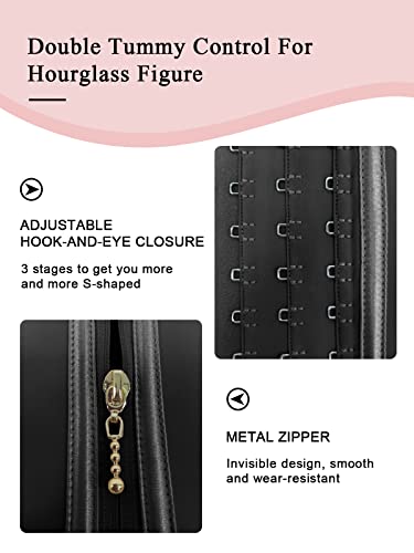 Shapshe Waist Trainer For Women, Workout Sports Girdle With Zipper, Body Shaper For Tummy Control Black #TOP4