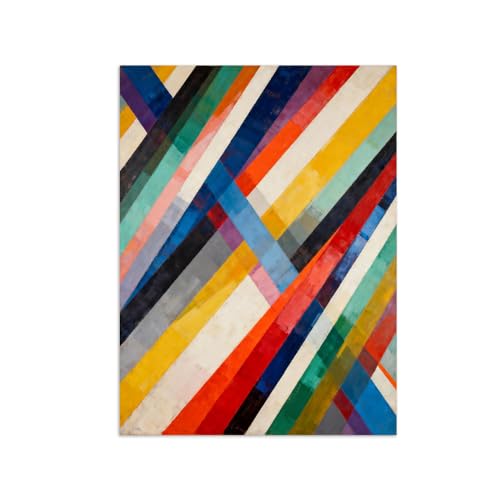 Tableau Décoratif Abstrait Lignes Géométriques 70x90 Moderne Toile Salon