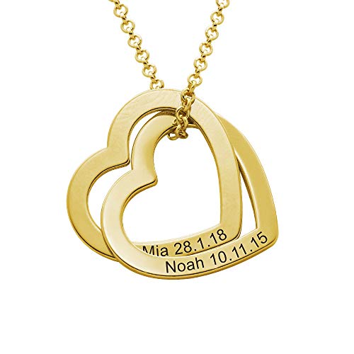 Collier Cœurs Entrelacés Gravés Prénom Cadeau Personnalisé Fille