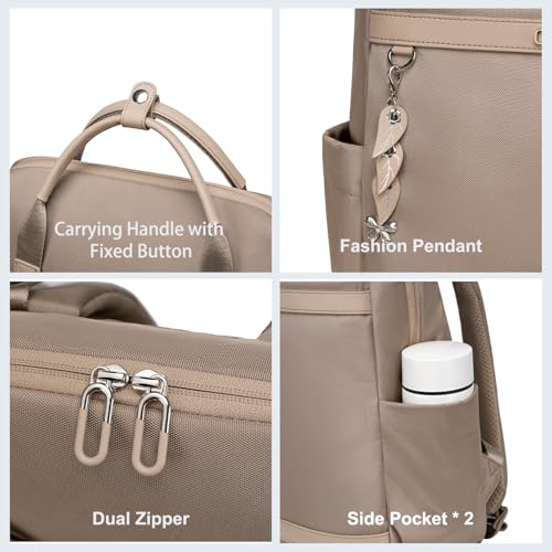 Image of Chantria Slim Backpack for Women Stylish 14-inch Laptop Bag 13L Multi-pocket Water-resistant Daypack with Top Handheld & Luggage Strap,Ladies Backpack for Office Casual College