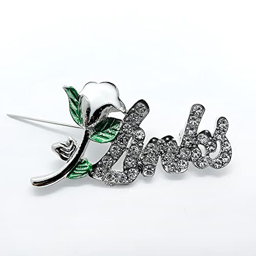 Image of Exquisite green rhinestone inlaid round LINKS letter metal brooch the links incorporated society jewelry pin