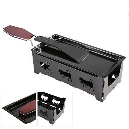 Vvikizy Raclette de Queso Portátil Antiadherente, Minibandeja para Hornear, Estufa, Bandeja para Hornear Rotatoria con de Madera, para Derretir Queso Uniformemente en Interiores o
