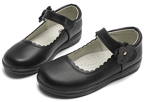 WUIWUIYU Girls Black School Uniform Dress Shoes Ankle Strap Synthetic Leather Mary Janes Flats2