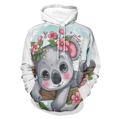 Sweat à capuche koala hoodie manches longues pullover homme femme