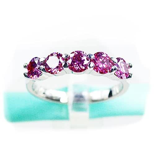 Amazon.com: 4MM Pink Moissanite Diamond Band, 9…
