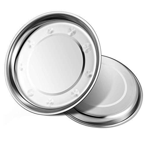 8 Pack Stainless Steel Round Plates 410 Stainless Steel Plates Dish Portable Dinnerware Set for Outdoor Camping Hiking Picnic BBQ Beach 9 inch