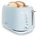 2 Slice Toaster Retro Stainless Steel Toaster with Bagel, Cancel, Defrost Function and 6 Bread Shade Settings Bread Toaster, Extra Wide Slot and Removable Crumb Tray, Blue